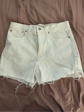 Madewell White Raw-Hem Denim Shorts